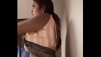 pantyhouse wife removing saree and blouse showing beautyful boobs