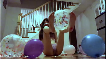 sexy girl balloon popping