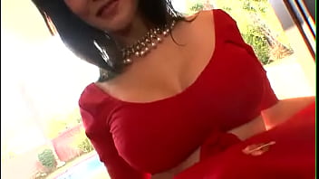 busty mom in red dress sucks sons cock