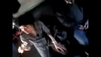 woman groping man in bus