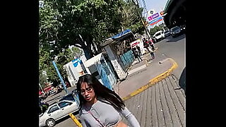 awesome amateur babe teasing her pussy in public