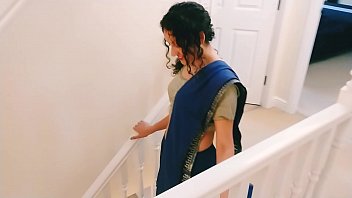 indian aunty striping her saree