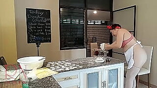 son forceing mom to fuck in kitchen