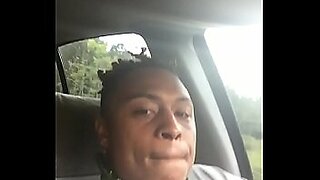black girl with gets it in a car